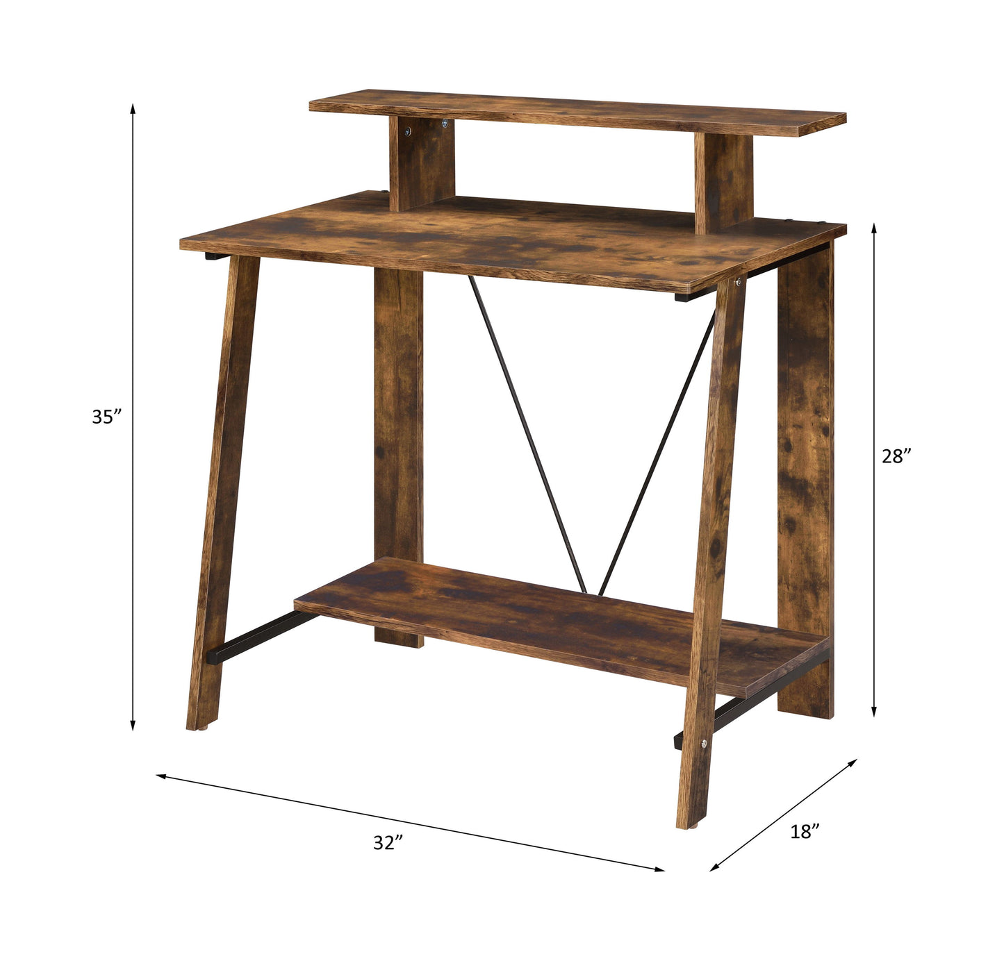 Nypho - Writing Desk - Weathered Oak / Black