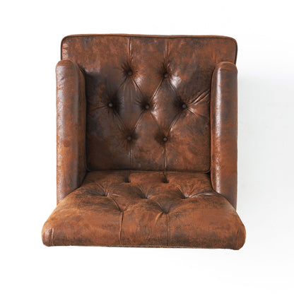Vitality - Club Chair With Button Tufted Diamond Stitching And Turned Legs - Brown
