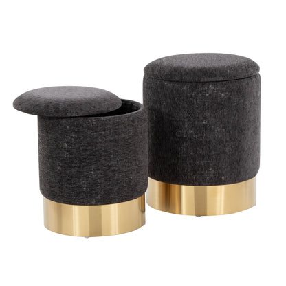 Marla - Contemporary Nesting Ottoman Set - Gold / Black