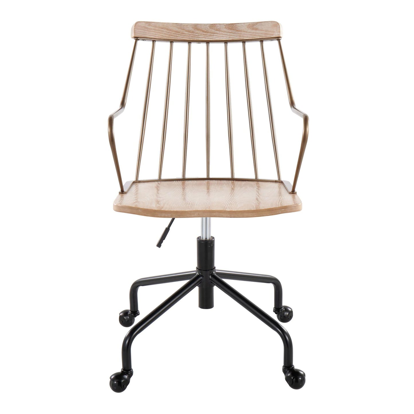 Preston - Farmhouse Adjustable Office Chair - Black / Antique Copper / White Washed