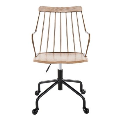 Preston - Farmhouse Adjustable Office Chair - Black / Antique Copper / White Washed