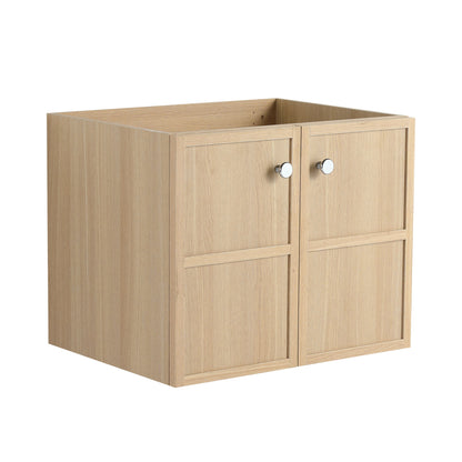 Modern Wall Mounted 24" Bathroom Vanity With 2 Soft Closing Doors, Excluding Sink - Oak