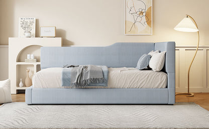 Twin Size L Shaped Upholstered Daybed - Gray