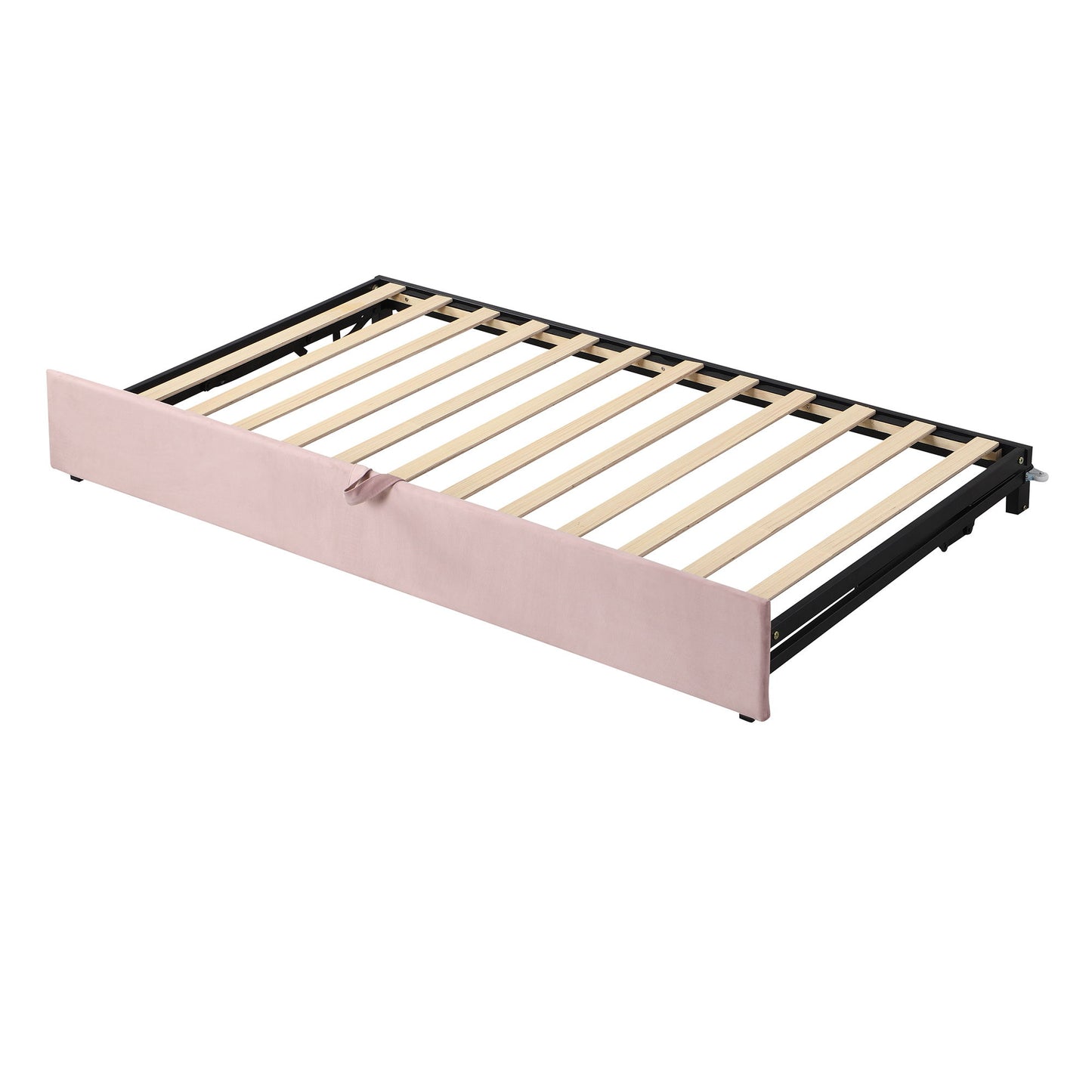 Twin Size Upholstered Daybed With Pop Up Trundle - Pink