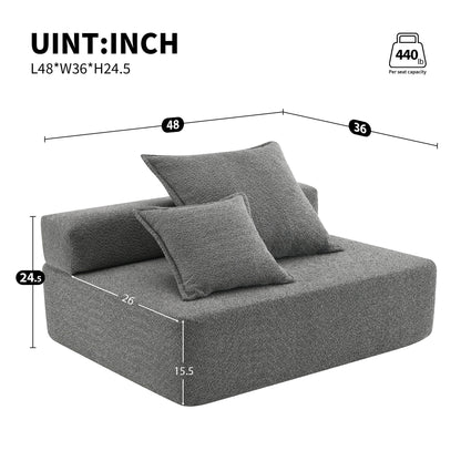 Loveseat Frame For Oversized Modular U Shaped Sectional Floor Couch Convertible Compressed Couch, Spacious Foam Filled Sofa - Gray