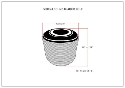 Serena - Round Braided Pouf - Dove Gray