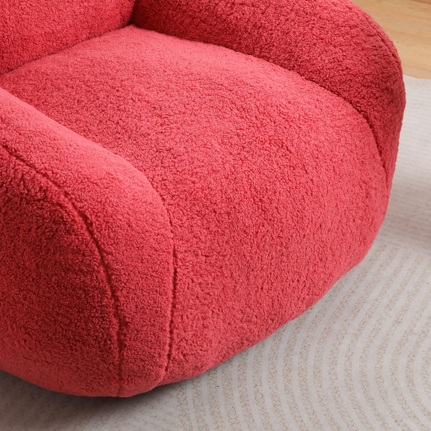 Giant Bean Bag Chair For Adults, Spacious Memory Foam Bean Bag Sofa With Armrests Teddy Fabric, Comfy Seating For Living Room Or Bedroom - Pink