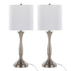 Sawyer - Contemporary Table Lamp (Set of 2) Built In USB Port - Nickel / White