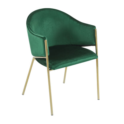 Modern Upholstered Dining Chair With Gold Metal Frame - Emerald / Gold