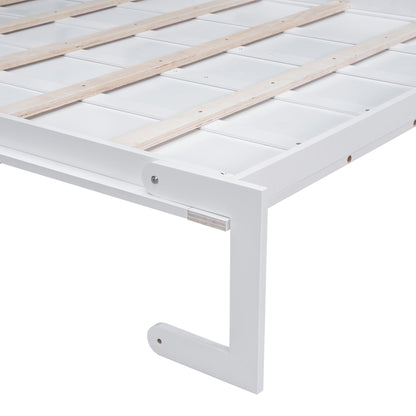 Queen Size Murphy Space Saving Wall Bed With Cushion - White
