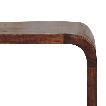 Extra Mini Minimalist Open Curved Bedside Table - Chestnut