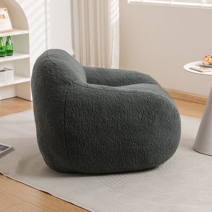 Giant Bean Bag Chair For Adults, Spacious Memory Foam Bean Bag Sofa With Armrests Teddy Fabric, Comfy Seating For Living Room Or Bedroom - Light Grayish Green