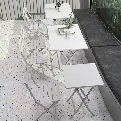 3 Piece Patio Bistro Set Of Foldable Square Table And Chairs - White