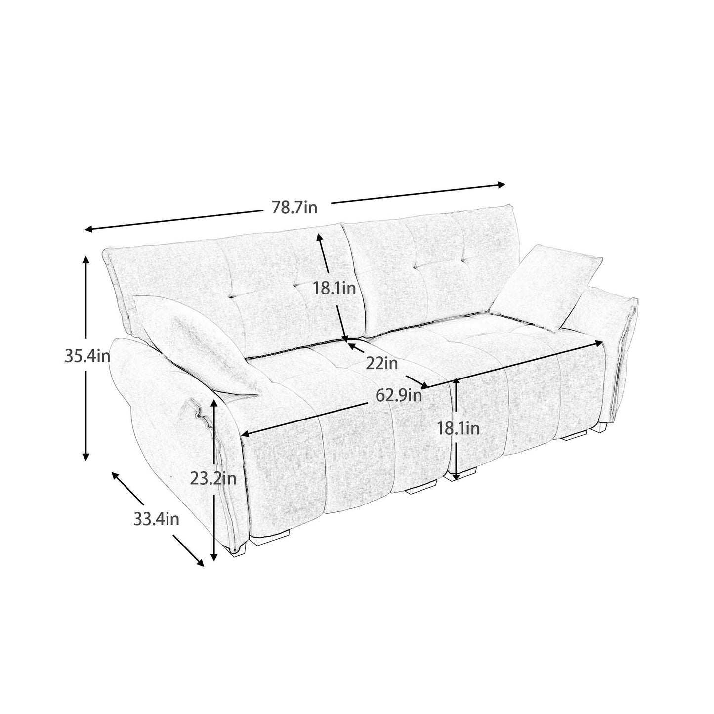 Premium Ergonomic 2 Seater Sofa With High Resilience Foam Cushions For Modern Living Spaces - White