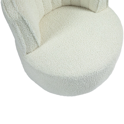 Coolmore - 360 Degree Swivel Cuddle Barrel Accent Sofa Chair, Round Armchair With Wide Upholstered Teddy Fabric - Cream