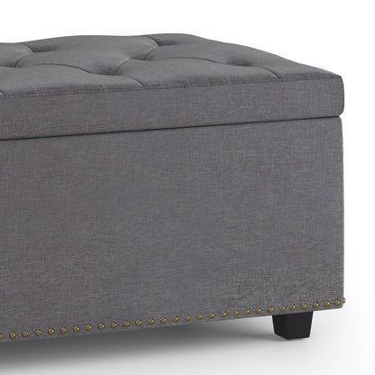 Hamilton - Lift Top Rectangular Storage Ottoman - Slate Gray