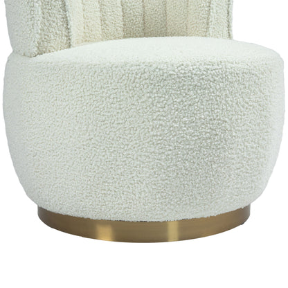 Coolmore - 360 Degree Swivel Cuddle Barrel Accent Sofa Chair, Round Armchair With Wide Upholstered Teddy Fabric - Cream