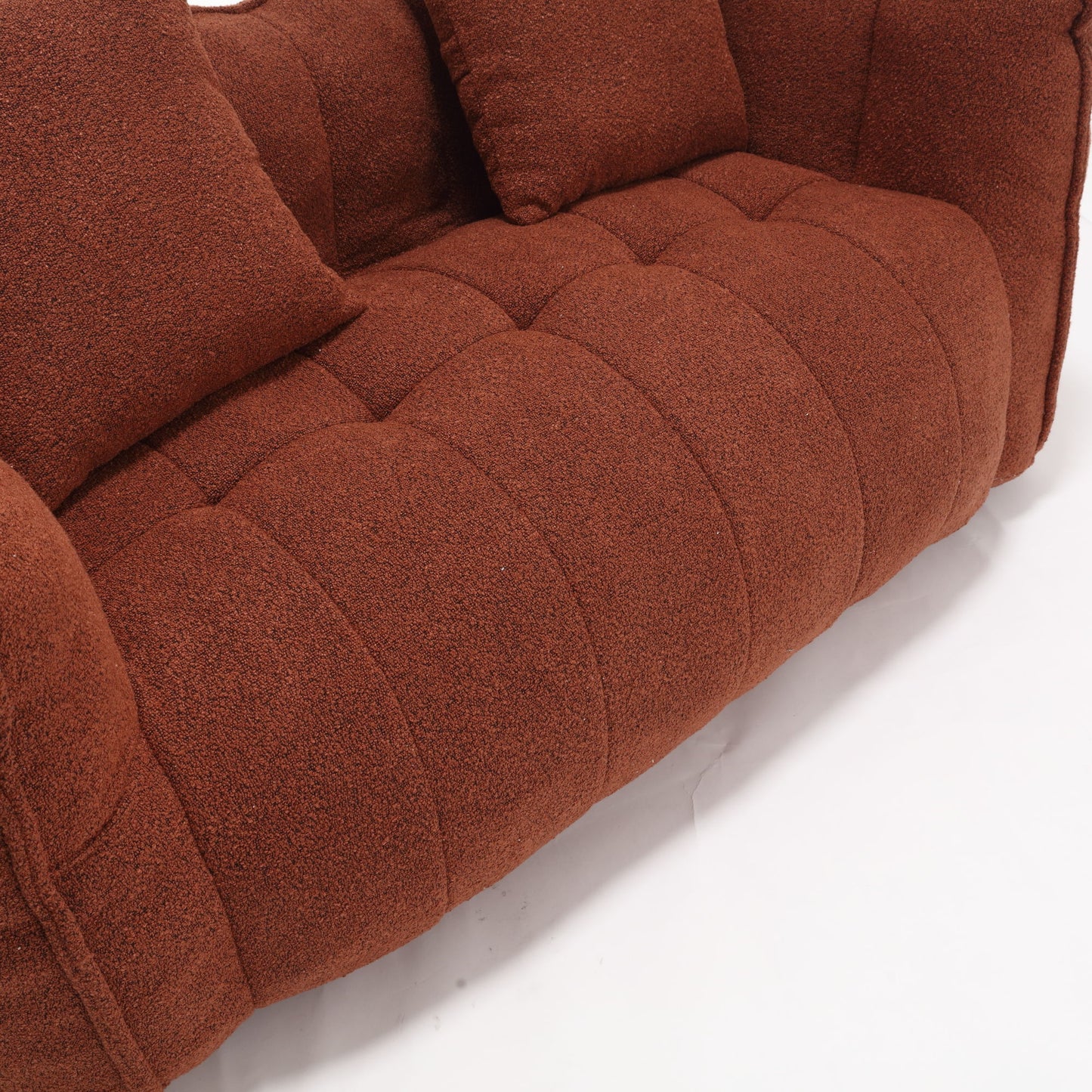 Soft Beanbag Chair With High Resilience Foam Core For Two People, The Comfortable Square Recliner Sofa Is Ideal For Family Members And Friends Engaged In Games, Reading, Watching TV - Red / Brown
