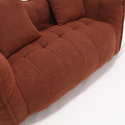 Soft Beanbag Chair With High Resilience Foam Core For Two People, The Comfortable Square Recliner Sofa Is Ideal For Family Members And Friends Engaged In Games, Reading, Watching TV - Red / Brown