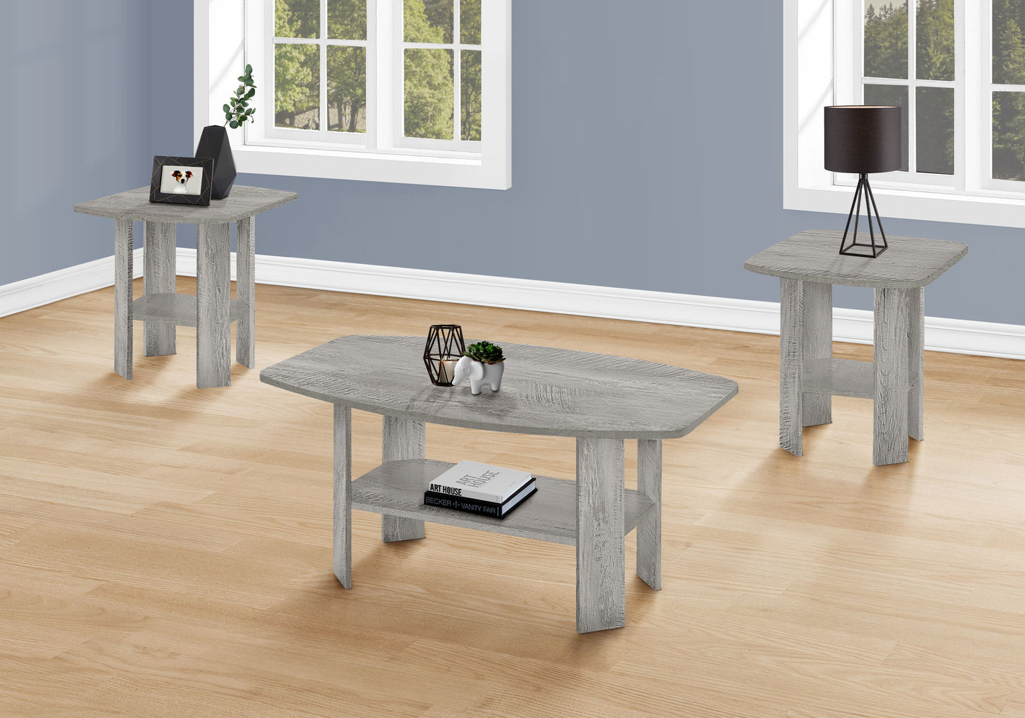 Table Set, Coffee, End, Side, Accent For Living Room, Transitional (Set of 3) - Gray