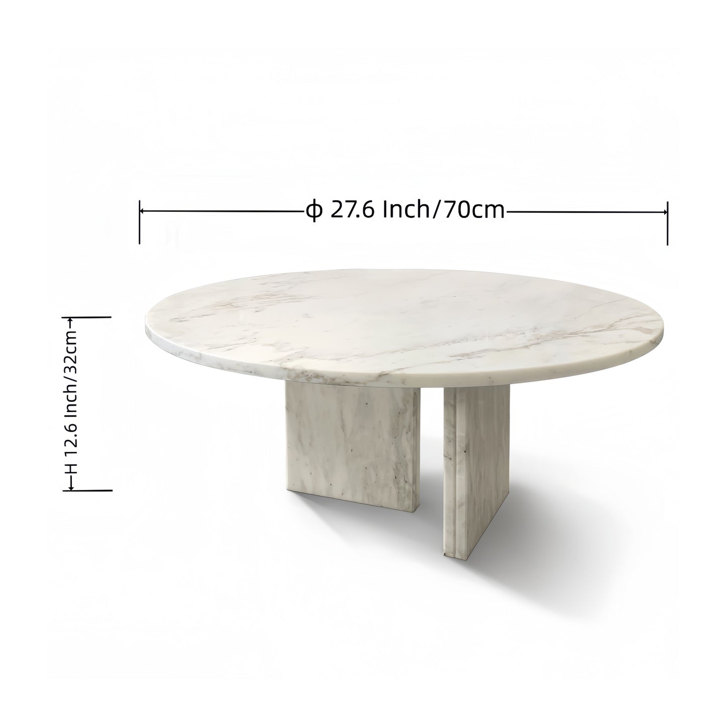 Luxury Marble Coffee Table Set Snow Mountain, Genuine Marble - White