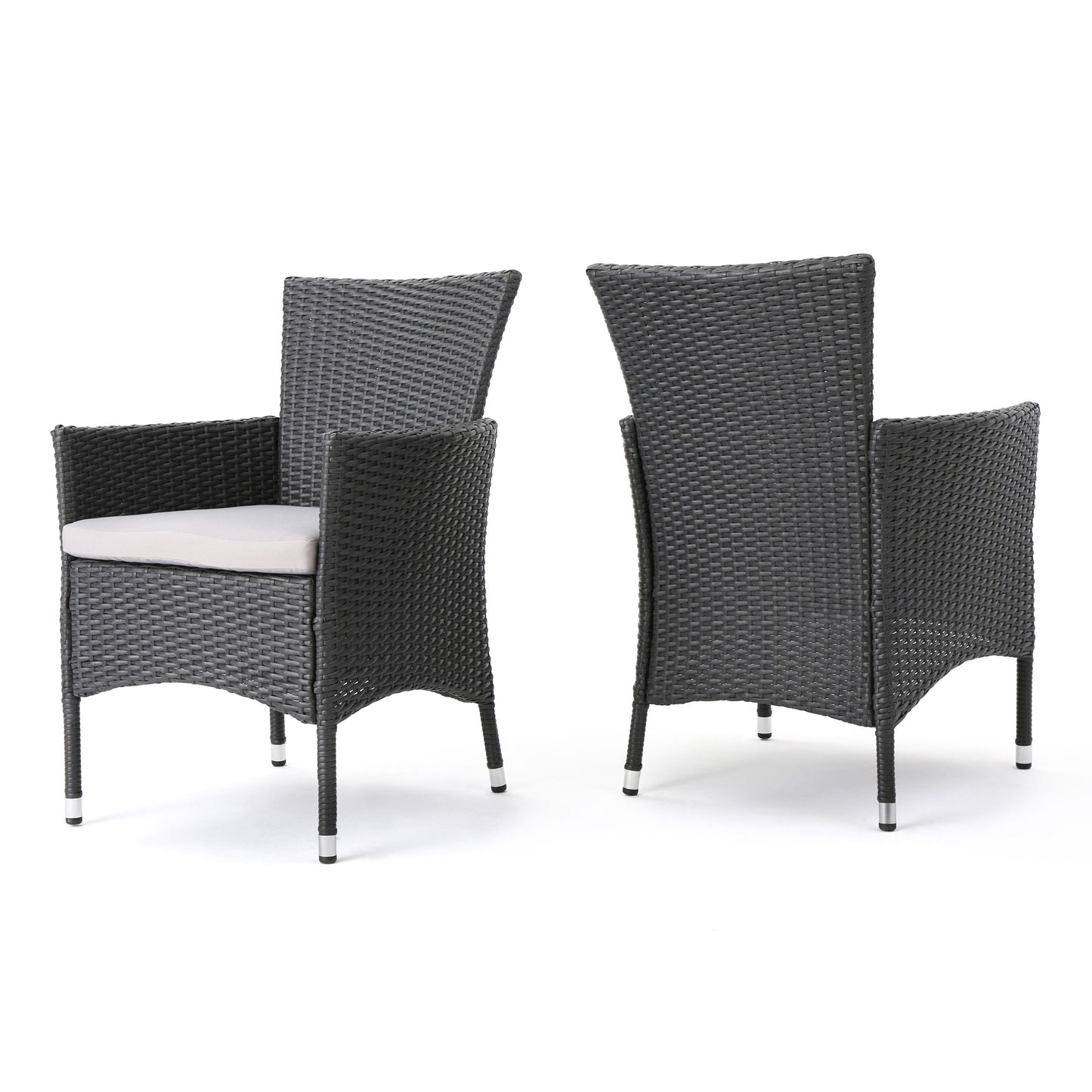 Dimensional Outdoor Dining Chair With Cushion Seat And Iron Frame (Set of 2) - Gray