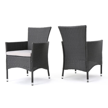 Dimensional Outdoor Dining Chair With Cushion Seat And Iron Frame (Set of 2) - Gray