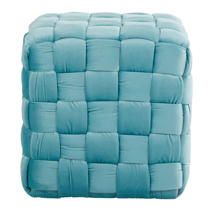 Square Braided Ottoman - Ice Blue