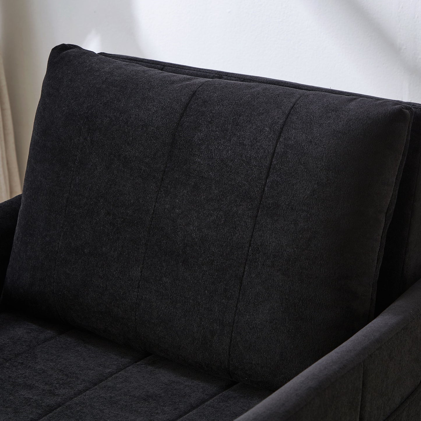 Upholstered Convertible Sleeper Sofa With 5 Position Backrest, Side Pockets, Storage - Black