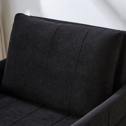 Upholstered Convertible Sleeper Sofa With 5 Position Backrest, Side Pockets, Storage - Black