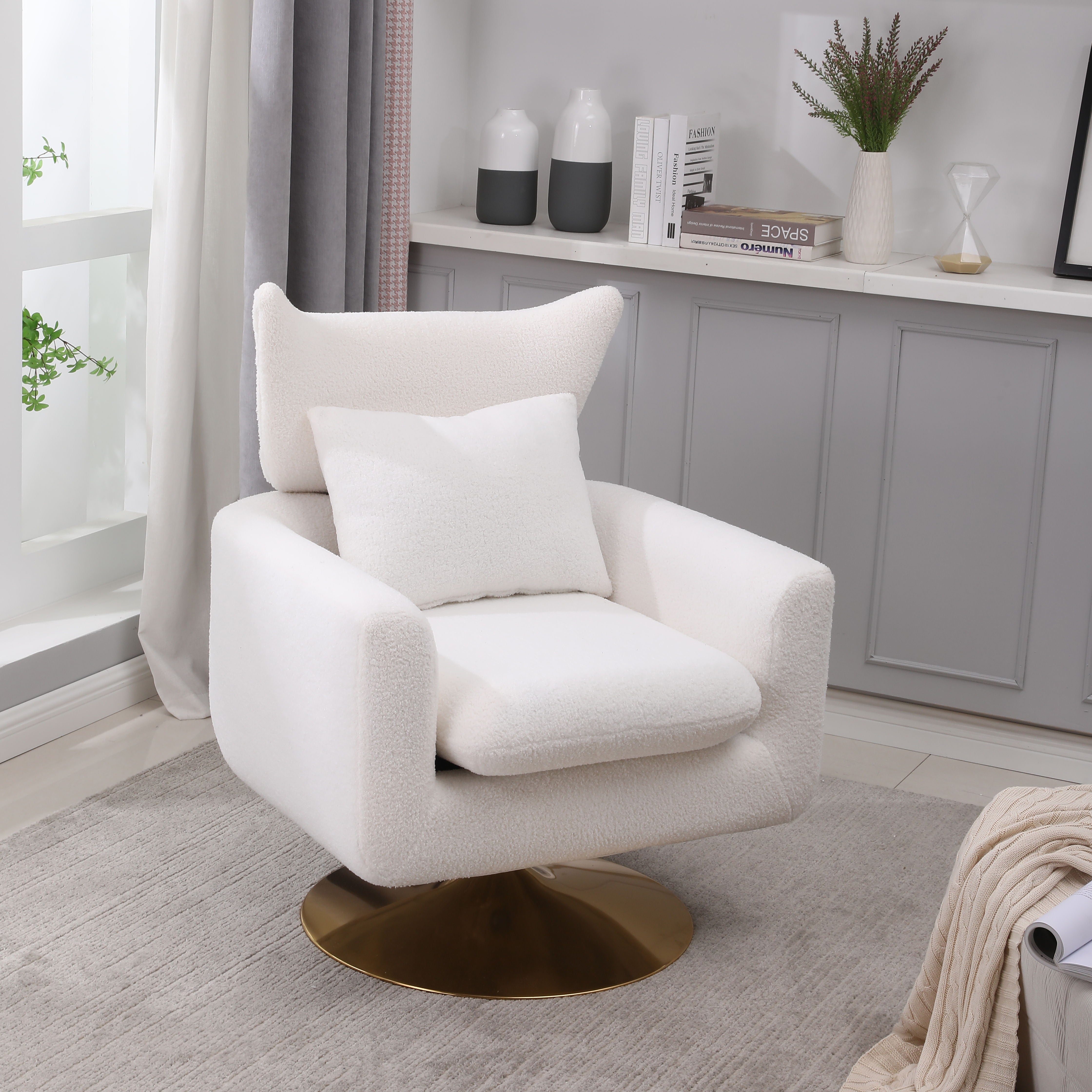 Classic Mid-Century 360-Degree Swivel Accent Chair - White