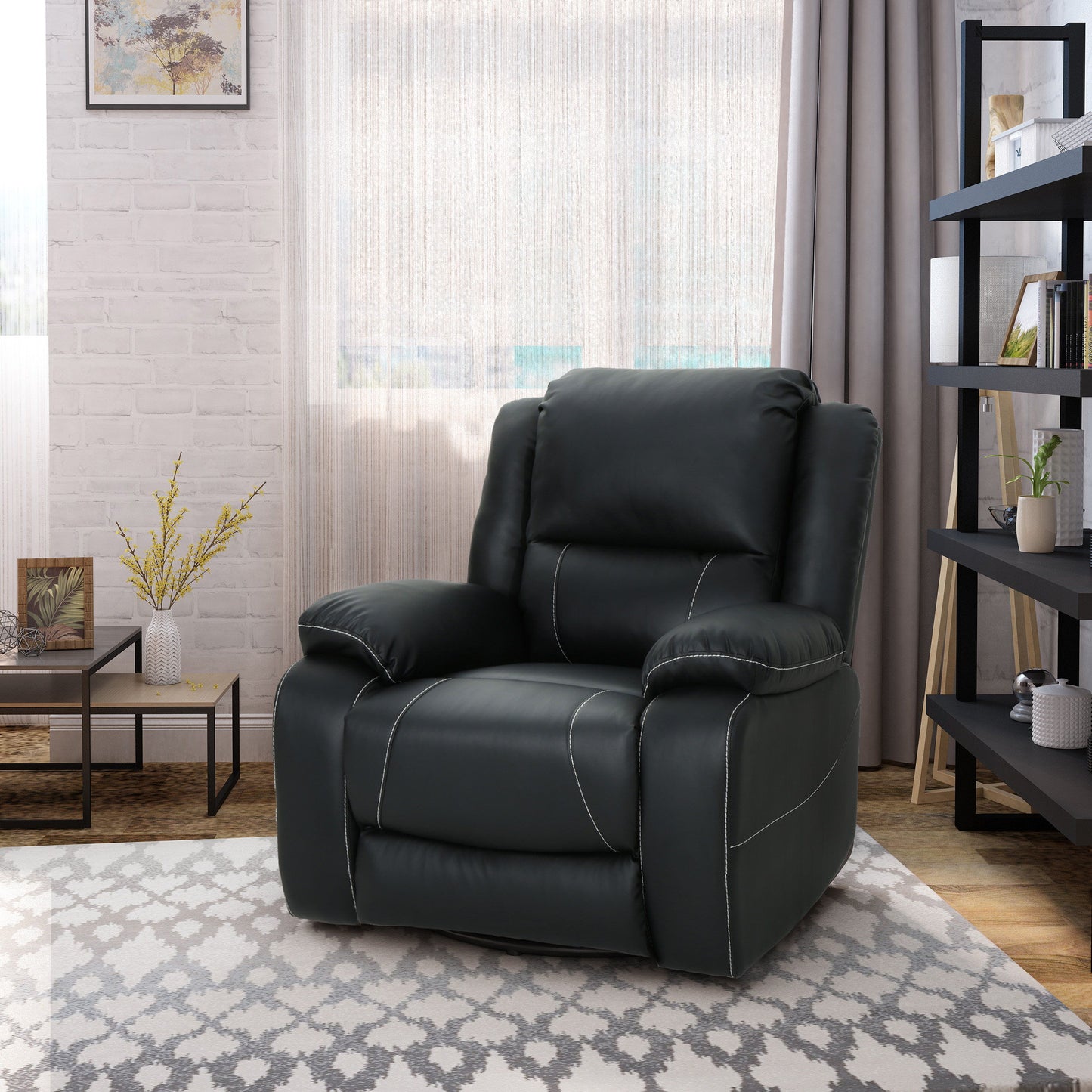 Wide Manual Swivel Standard Recliner - Black