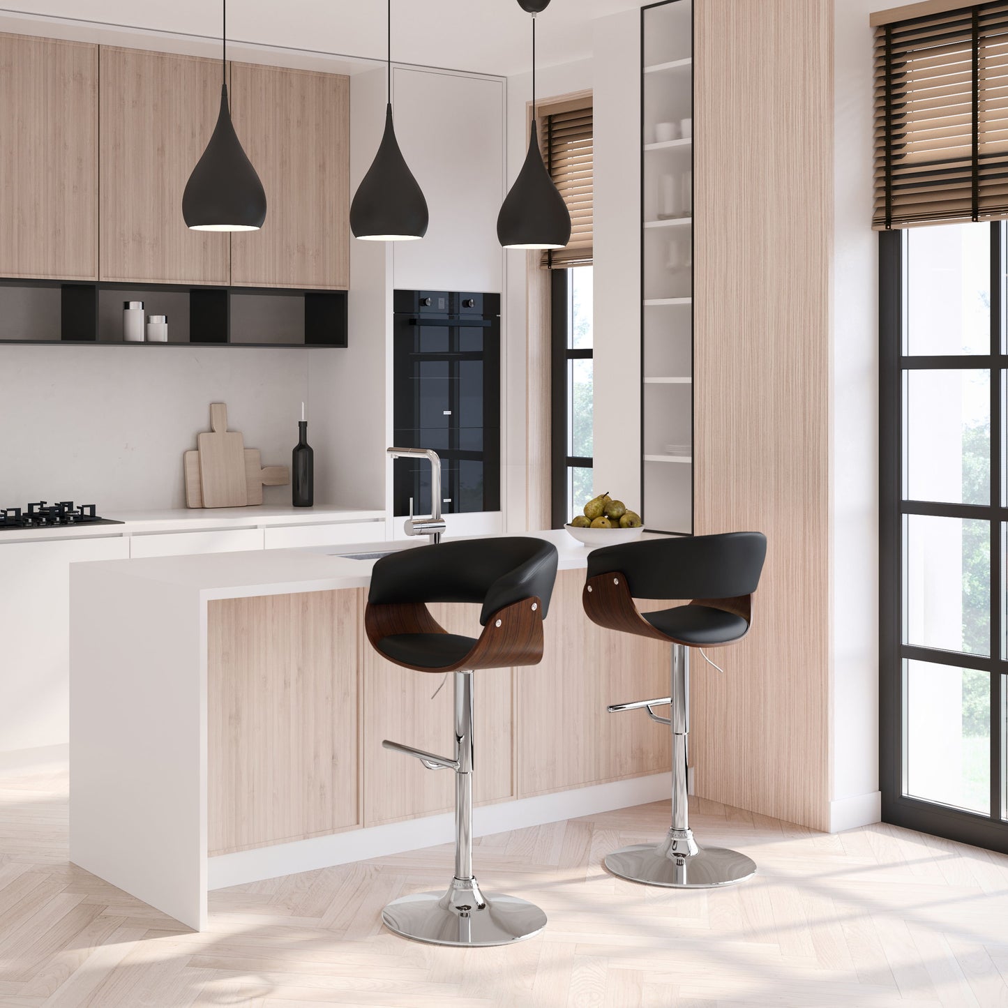 Sheldon - Adjustable Swivel Bar Stool - Black