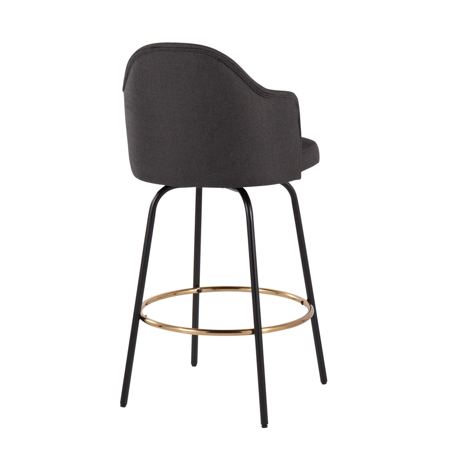 Ahoy - Contemporary Fixed Height Counter Stool Round Gold Footrest (Set of 2) - Charcoal / Black