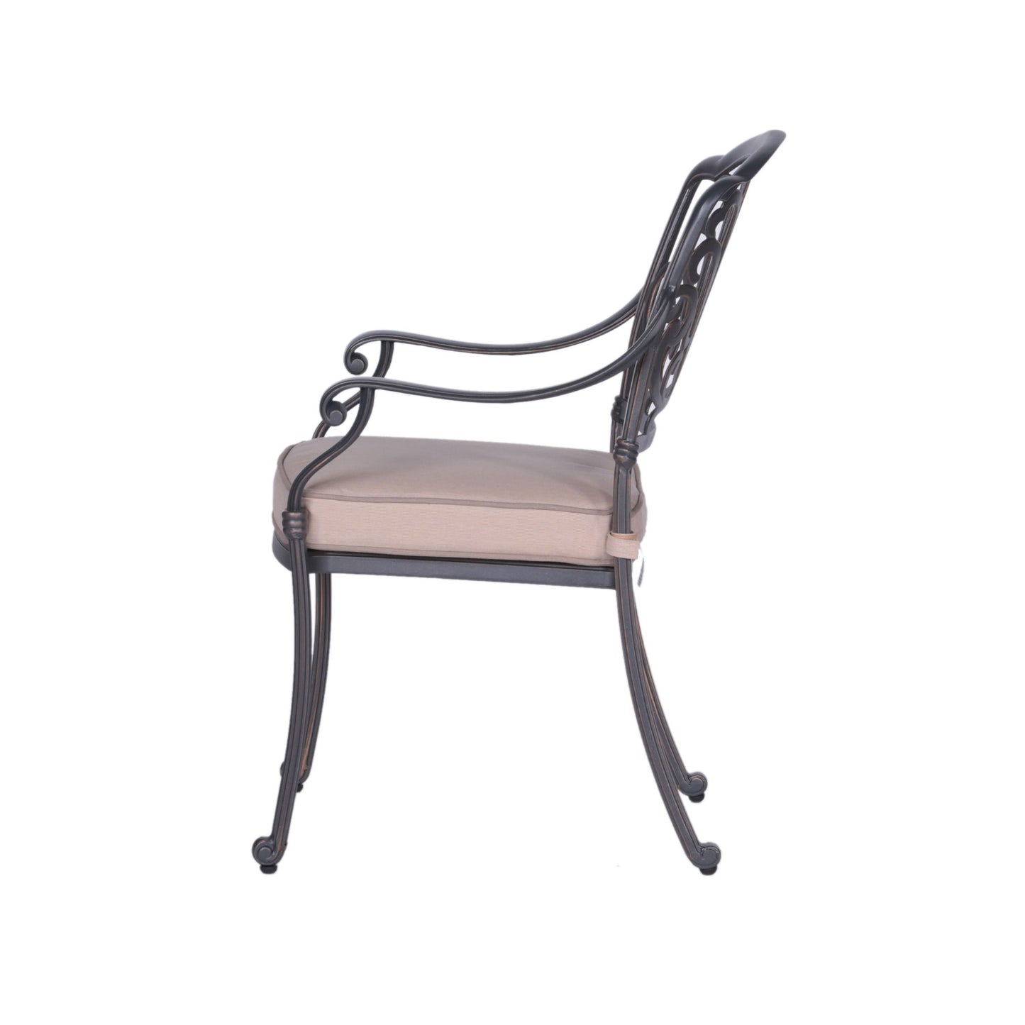 Patio Outdoor Aluminum Dining Armchair With Cushion (Set of 2) - Spectrum Sand