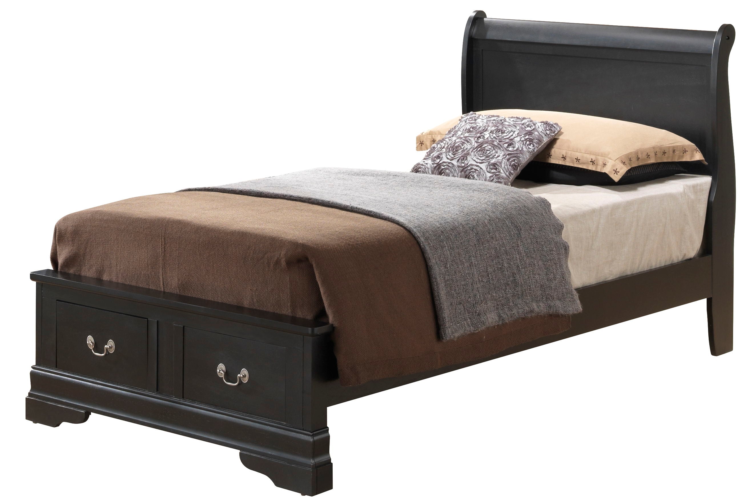 Louis Phillipe - Twin Elegant Storage Bed - Black