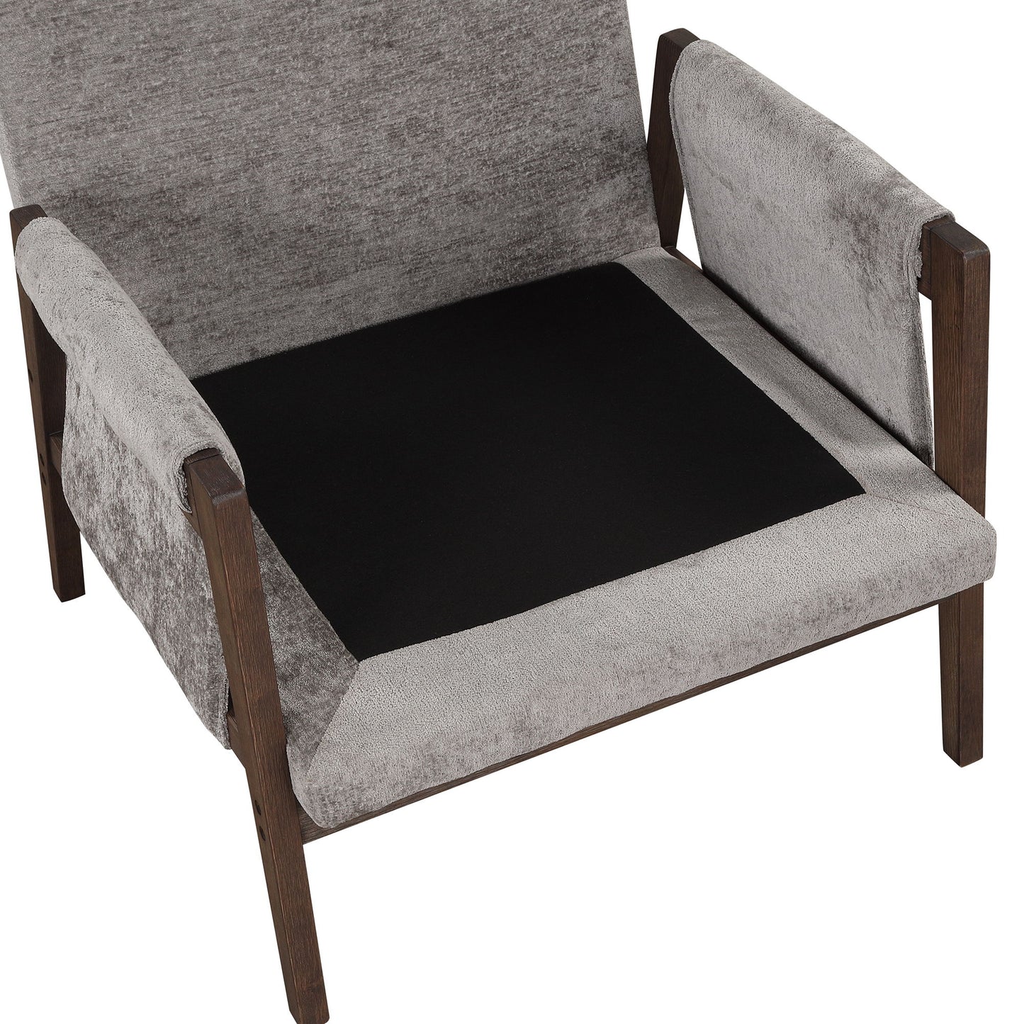 Mid-Century Modern Velvet Accent Chair, Leisure Chair With Solid Wood And Thick Seat Cushion For Living Room, Bedroom, Studio - Gray
