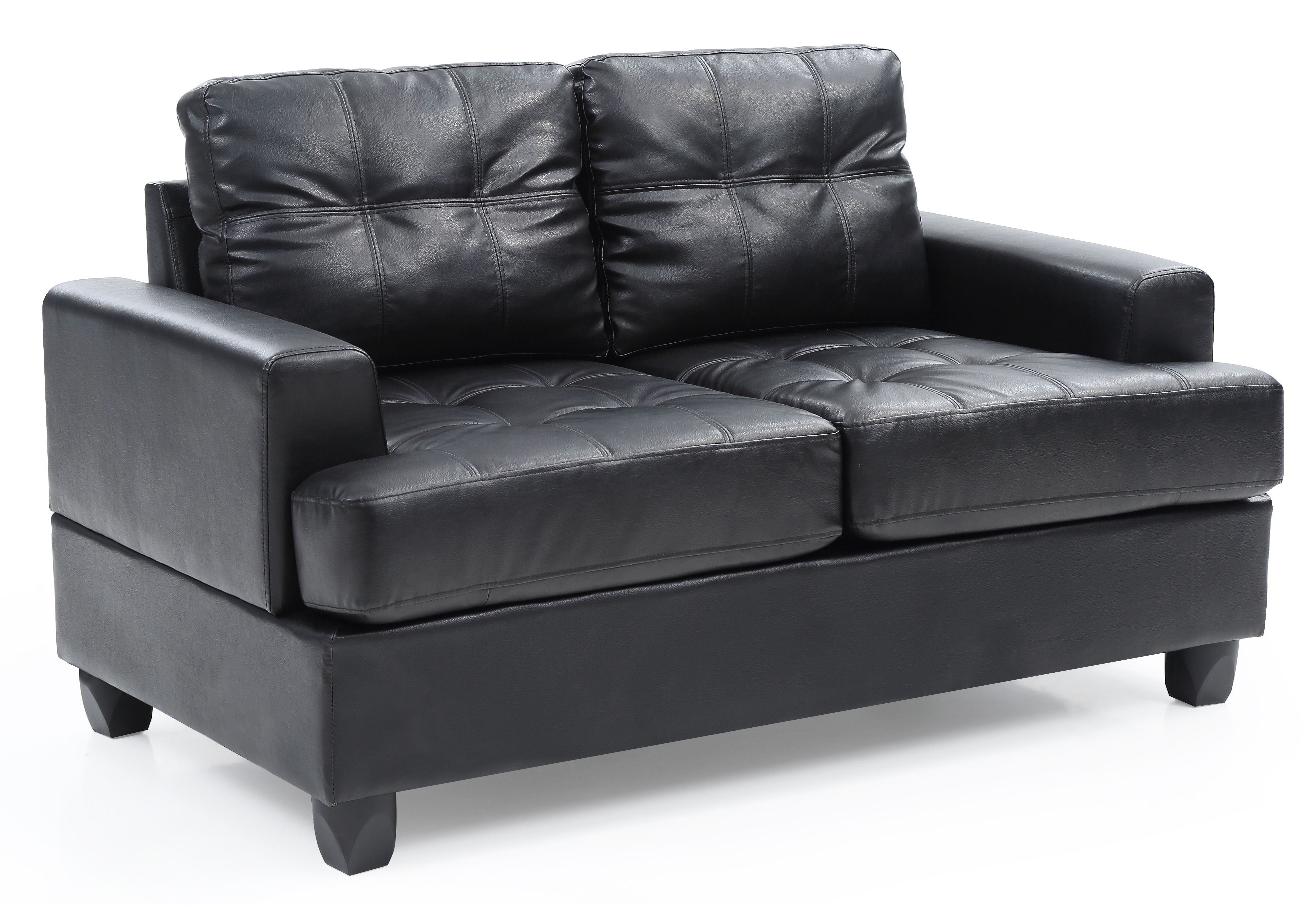 Stylish Transitional Loveseat For Two - Black