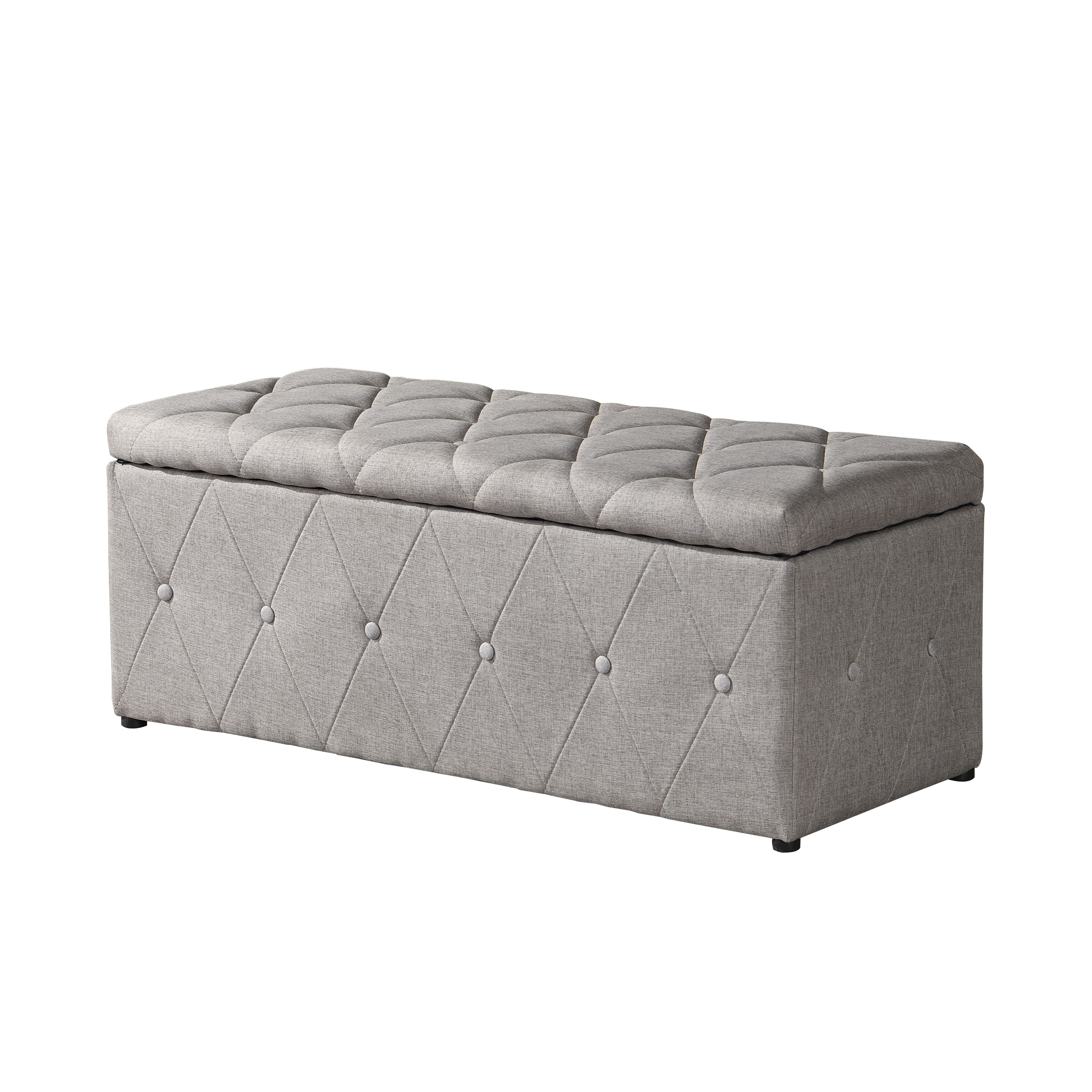 Rectangular Storage Ottoman Linen With 2 Set Ottomans - Beige
