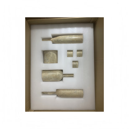 Luxury Natural Marble Living Room Accessories Set, Genuine Marble, 7 Pieces - Glod Yellow Beige