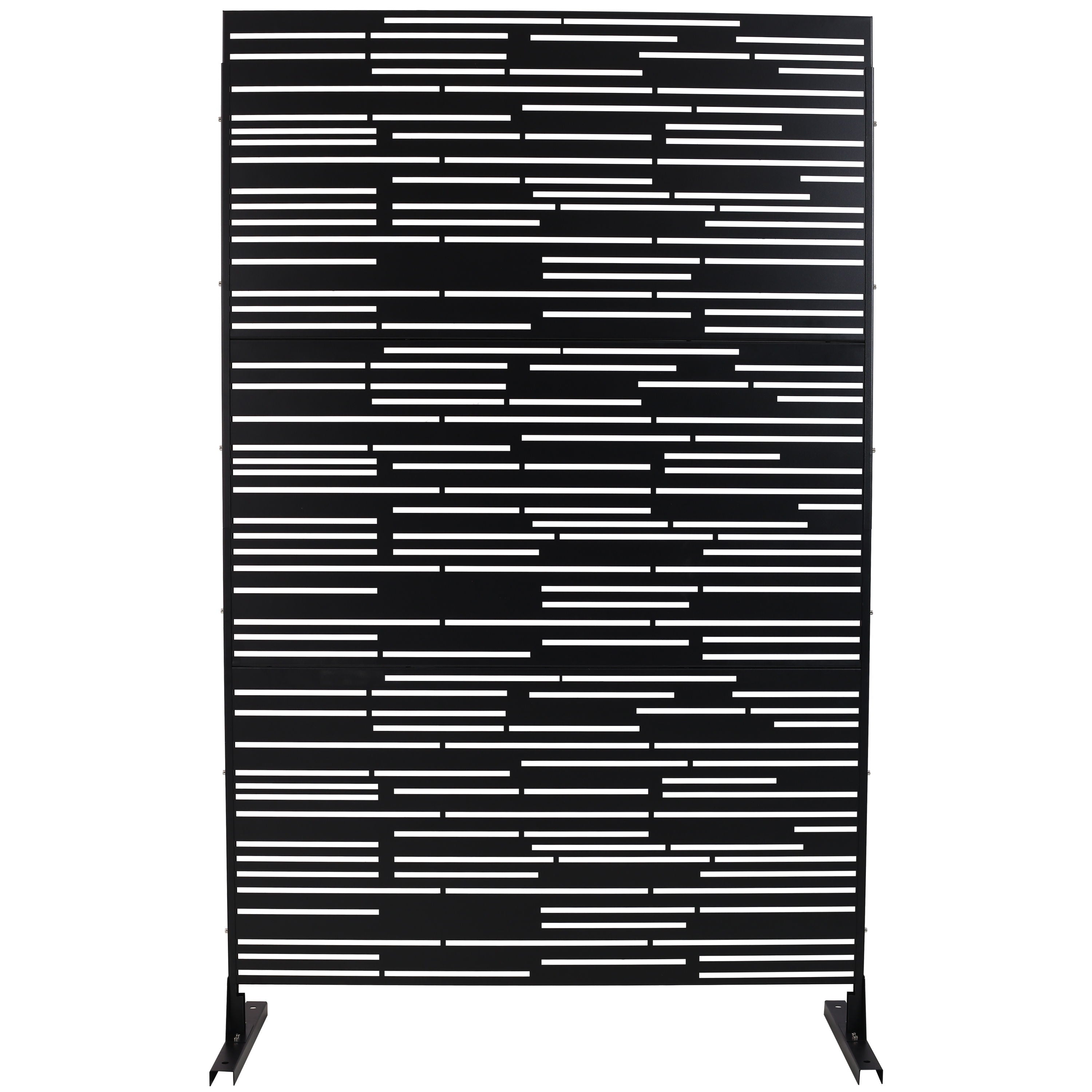 Outdoor & Indoor Privacy Screen Freestanding Decorative Panel Steel - Black