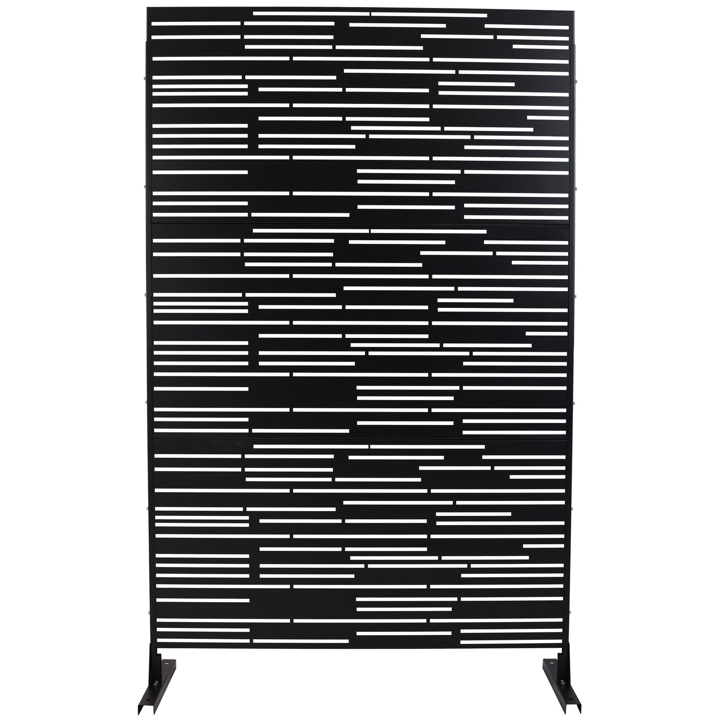 Outdoor & Indoor Privacy Screen Freestanding Decorative Panel Steel - Black