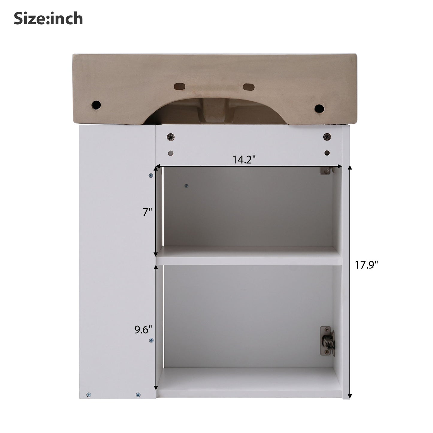Modern Floating Bathroom Vanity With Ceramic Basin Perfect For Small Bathrooms, Right Side Storage - White