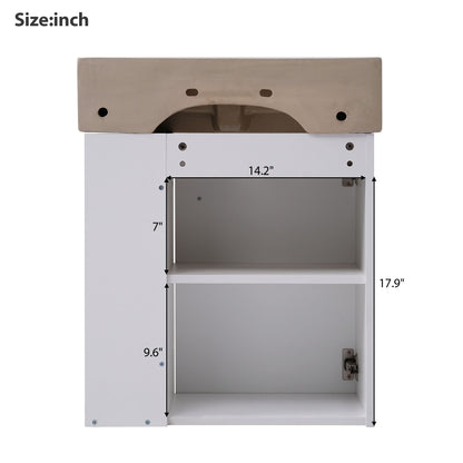Modern Floating Bathroom Vanity With Ceramic Basin Perfect For Small Bathrooms, Right Side Storage - White