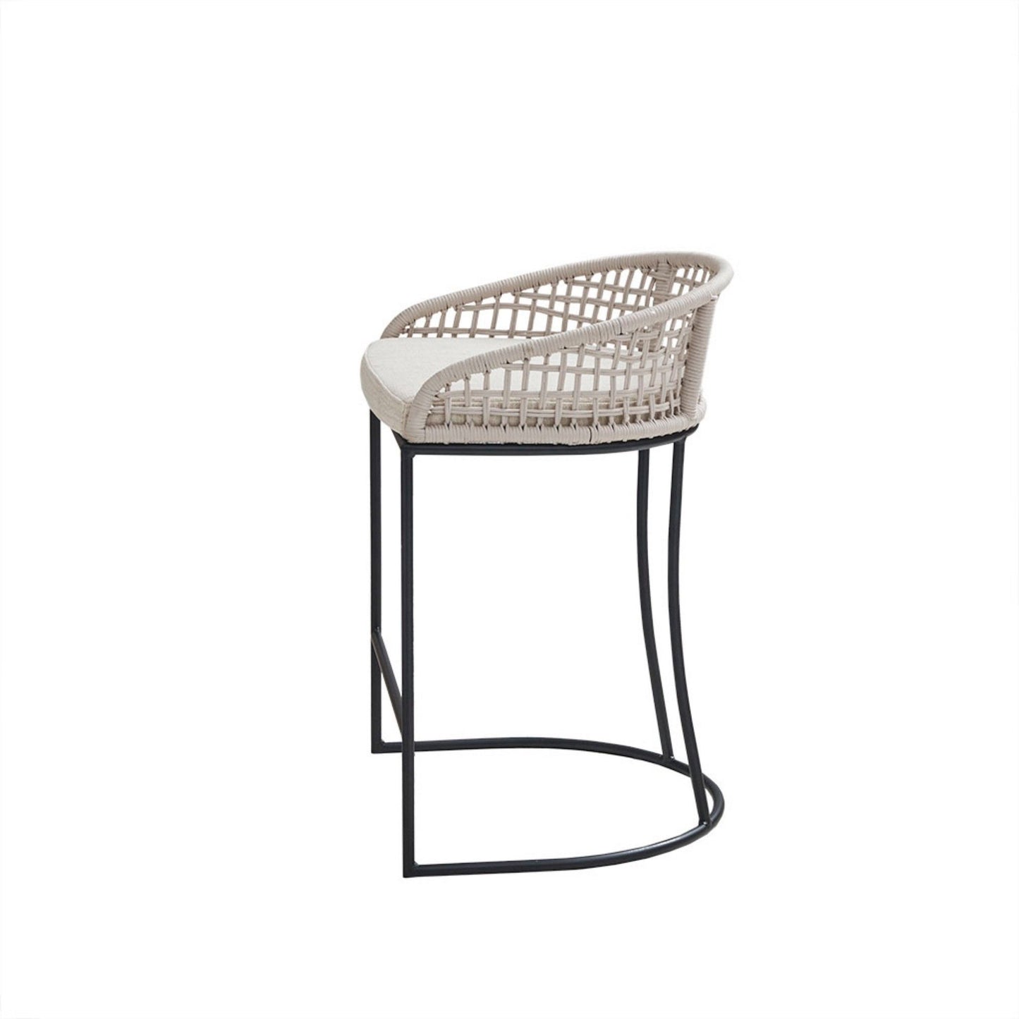 Woven Counter Stool With Upholstered Seat - Natural