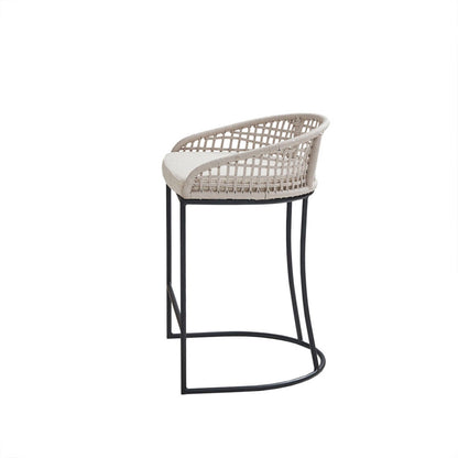 Woven Counter Stool With Upholstered Seat - Natural