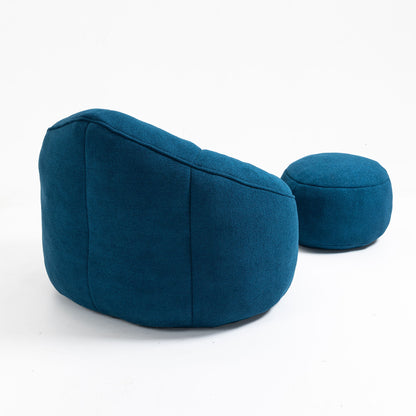 Bedding Bean Bag Sofa Chair High Pressure Foam Bean Bag Chair Adult Material With Padded Foam Padding Compressed Bean Bag With Footrest - Blue