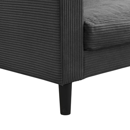Modern Upholstered 2 Piece Sofa Set, Comfy Corduroy Living Room Furniture - Dark Gray
