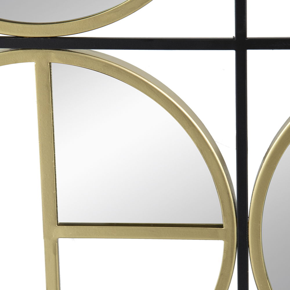 Eclectic Styling Metal Beaded Wall Mirror With Contemporary Design For Bedroom, Liveroom & Entryway - Golden Black