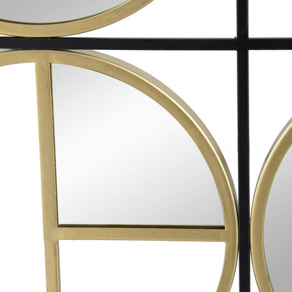 Eclectic Styling Metal Beaded Wall Mirror With Contemporary Design For Bedroom, Liveroom & Entryway - Golden Black
